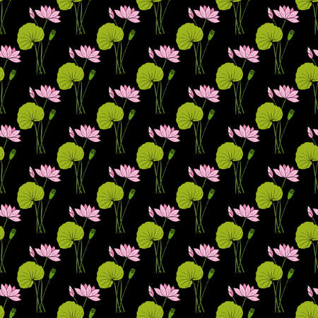 Lotus floral seamless pattern, hand drawn vector illustrationのイラスト素材