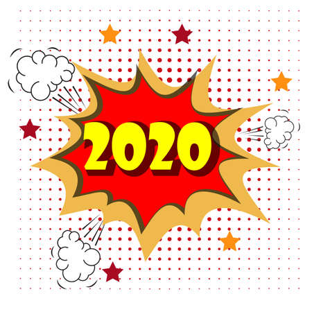 2020 New Year and Christmas omic speech bubbleのイラスト素材