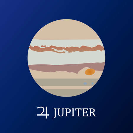 Planet Jupiter in flat style. Vector illustrationのイラスト素材