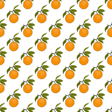 Seamless pattern with orange fruits and leavesのイラスト素材