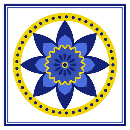 Azulejos portuguese traditional ornamental tile,のイラスト素材