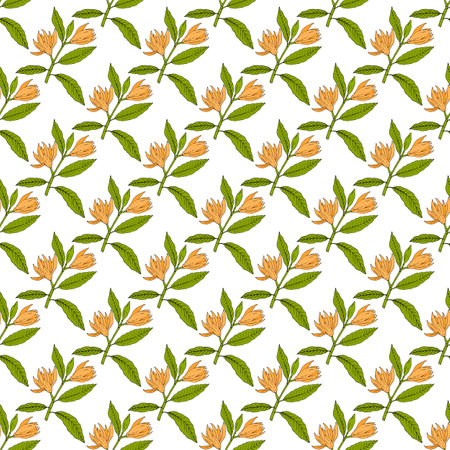 Seamless pattern with champak magnolia champacaのイラスト素材