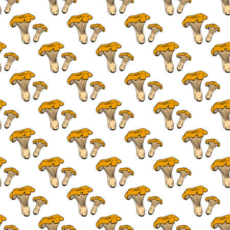 Seamless pattern with chanterelle mushrooms. Vector background.のイラスト素材