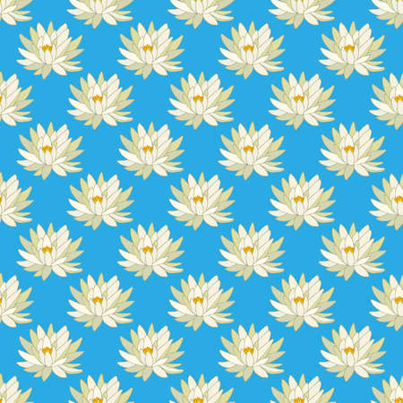 Seamless pattern with Yellow or Mexican waterlily Nymphaea mexicanaのイラスト素材
