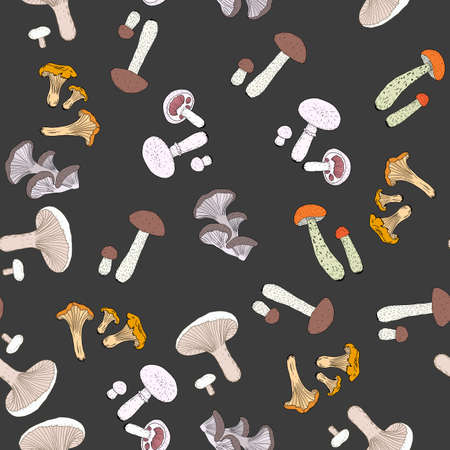 Seamless pattern with edible mushroomsのイラスト素材