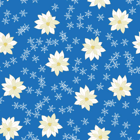 Seamless vector pattern with Christmas poinsettia plantのイラスト素材