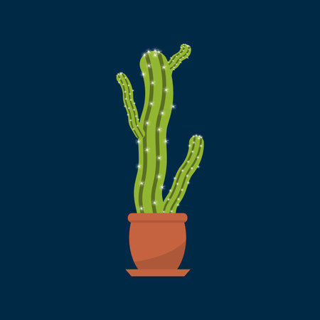 Houseplant cactus in a pot, natural decor for home and interiorのイラスト素材