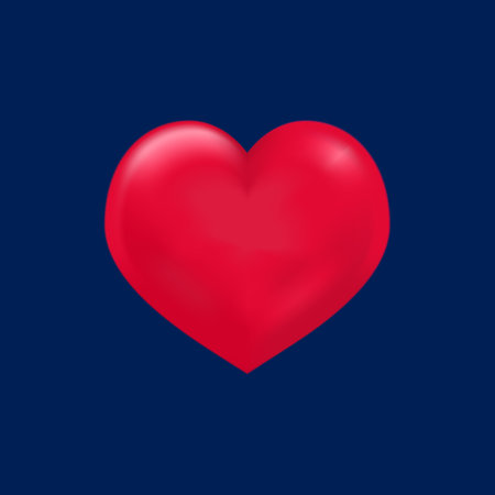 Realistic red heart on blue backgroundのイラスト素材