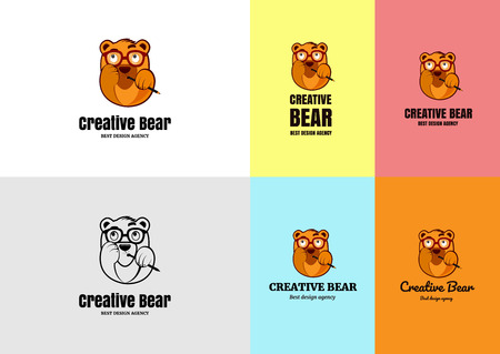 Creative bear character ideal icon for freelancer or design agency.のイラスト素材