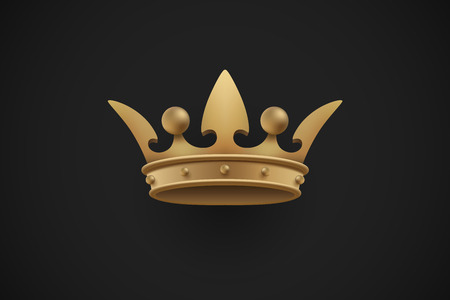 Gold royal crown on a dark black background.のイラスト素材