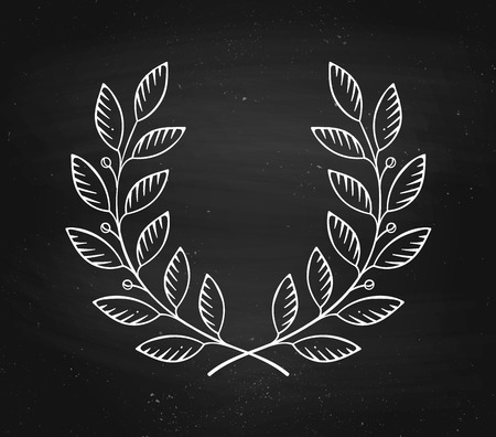 Laurel wreath icon isolated on a black chalckboard background and texture. Vector Illustationのイラスト素材