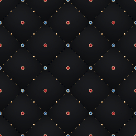 Seamless luxury dark black pattern and background with blue, red diamond. Vector Illustrationのイラスト素材