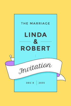 Wedding Invitation. Vintage wedding invitation for marriage. Greeting post card with old school engraved ribbon for marriage. Colorful classic design of wedding greeting card. Vector illustrationのイラスト素材
