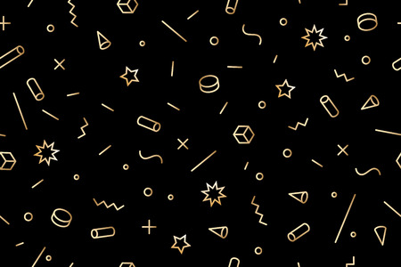 Seamless pattern. Geometric memphis pattern for Happy New Year and Merry Christmas. Trendy seamless pattern, black background. Christmas wallpaper, wrapping paper, background. Vector Illustrationの写真素材