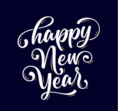Happy New Year. Lettering text for Happy New Year or Merry Christmas. Greeting card, poster, banner with script text happy new year. Holiday background and greeting card.のイラスト素材