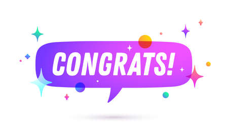 Congrats. Speech bubble. Set of chat message, cloud talk, speech bubble. White speech bubble, cloud talk isolated silhouette with text Congrats. Chat message, social network. Vector Illustrationのイラスト素材