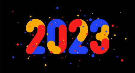 2023. Happy New Year. Greeting card with inscription 2022. Geometric bright style for happy new year...