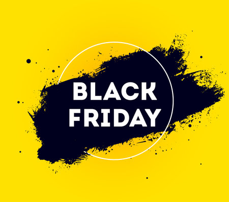 Black Friday Sale. Sale banner with text Black Friday for emotion, motivation, promotion and sale. Modern poster with ink brush stain on black backdrop. Design for sale, discount. Vector Illustrationのイラスト素材