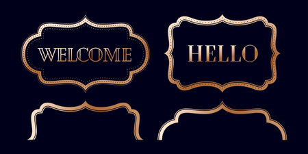 Old vintage frame set. Greeting card with old classic frame. Antique and baroque colorful frame set with inscription on color background. Vector Illustrationのイラスト素材