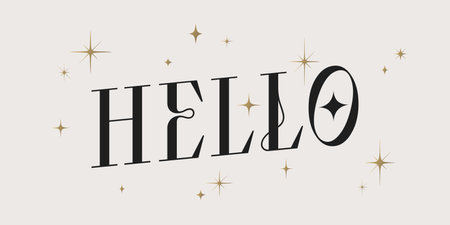 Hello. Lettering Hello, Hi, banner, poster, vintage graphic. Greeting card calligraphy lettering hello. Poster, banner, sticker concept with text message hi, hi there. Vector Illustrationのイラスト素材