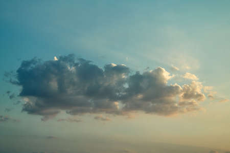 Single white cloud only one on blue sky background.