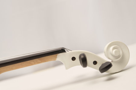 Headstock and pegs of a white violin close-upの写真素材