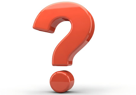 A bold, glossy orange 3D question mark stands prominently, symbolizing questions curiosity and the search for answers. It's perfect for conveying doubt or initiating inquiry in various contexts.の素材