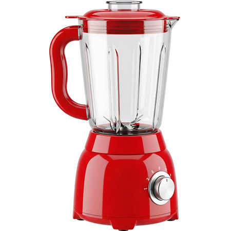 This vibrant red blender is perfect for creating smoothies, pureeing sauces, and handling various kitchen prep tasks. Its powerful motor and clear jug make it a versatile addition to any culinary space.の素材