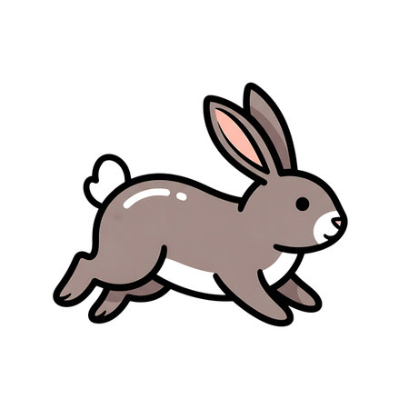 Adorable brown cartoon rabbit depicted in a dynamic running pose. This cheerful illustration captures the playful spirit of a bunny in motion, perfect for whimsical designs and content.の素材
