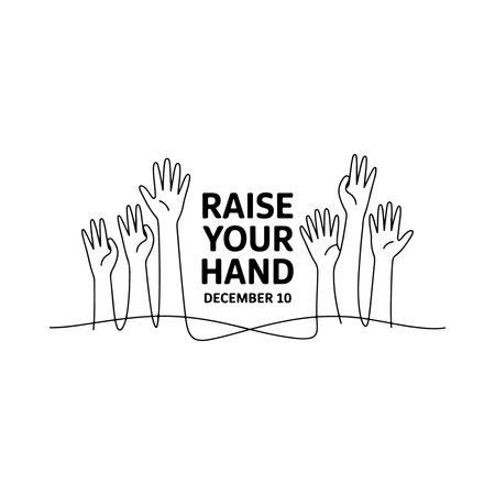 Raise your hand. Hand drawn vector illustration. Isolated on white background.のイラスト素材