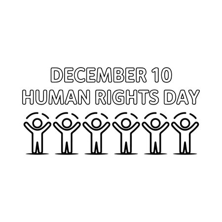 December 1 is National Human Right Day. Holiday background with people and text. Vector illustration.のイラスト素材