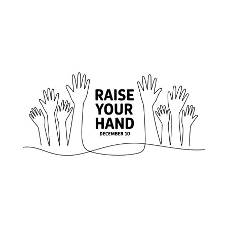 Raise your hands. Hand drawn vector illustration in doodle style.のイラスト素材