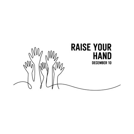 Continuous one line drawing of raised hands. Raised hands.のイラスト素材