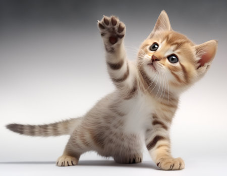 cute happy playful kitten, isolated backgroundの素材