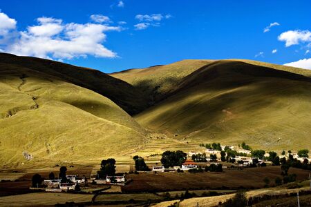 Day view of Bamei Village at Yunnan Province Chinaの写真素材