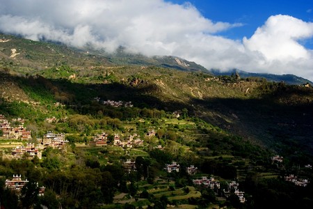 Day view of  the castle at Danba Sichuan province Chinaの写真素材