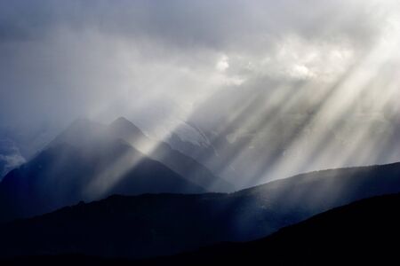 Sun ray at highland of Deqing at Sichuan Province chinaの写真素材