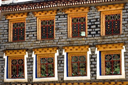 Windows of Tibetan folk house in Chinaの写真素材