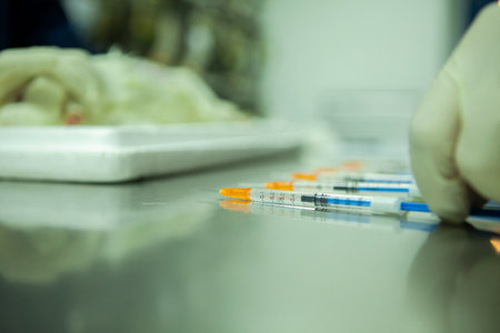 syringe in laboratoryの写真素材