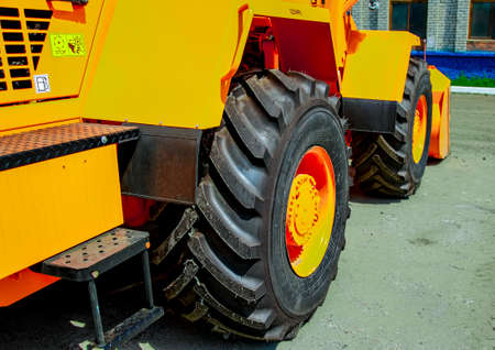 View of the wheels of the new tractor after Assembly.の写真素材