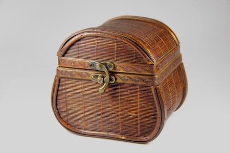 The treasure box of wood with metal closureの写真素材