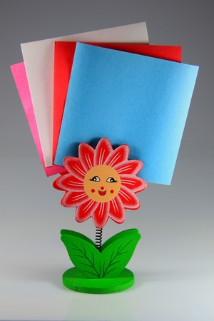 Memo notes with smart homemade colored clipsの写真素材
