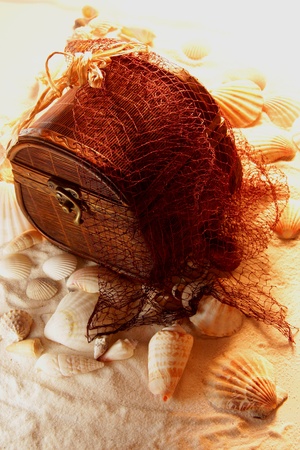 The treasure at the bottom of the sea caught in the netの写真素材