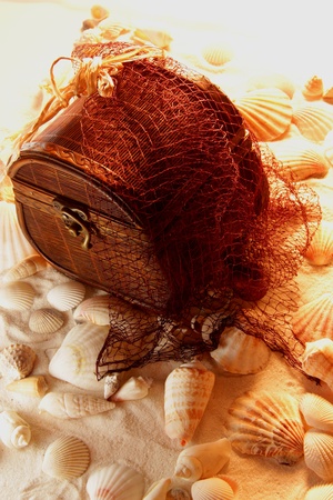 The treasure at the bottom of the sea caught in the netの写真素材