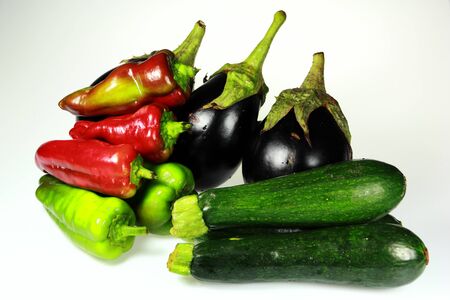 Mix of vegetables isolated on white backgroundの写真素材