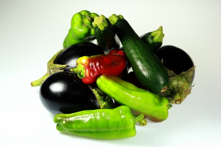 Mix of vegetables isolated on white backgroundの写真素材