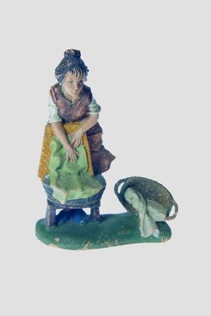 Nativity figurine decoration isolated with white backgroundの写真素材