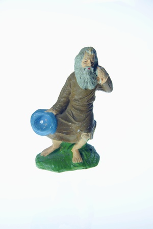 Nativity figurine decoration isolated with white backgroundの写真素材