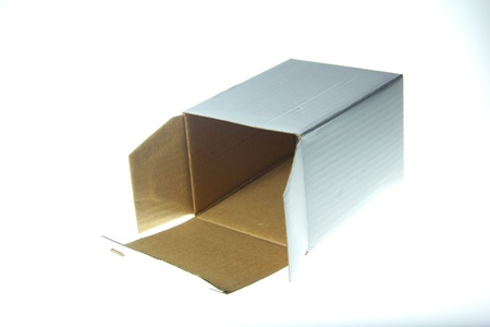 Empty carton box isolated with white backgroundの写真素材