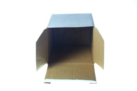 Empty carton box isolated with white backgroundの写真素材